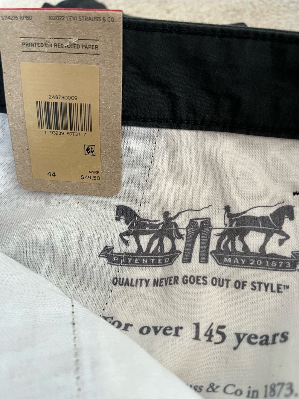 Levi's Black Cargo Shorts with Red Tag